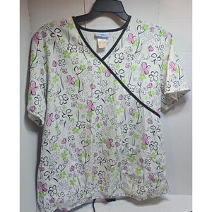 Women's SB Scrubs Floral Short Sleeve Tee XL White Pink